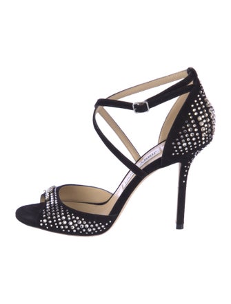 Jimmy Choo Suede Crystal Embellishments Sandals