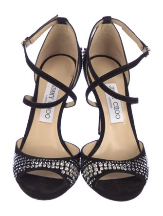 Jimmy Choo Suede Crystal Embellishments Sandals