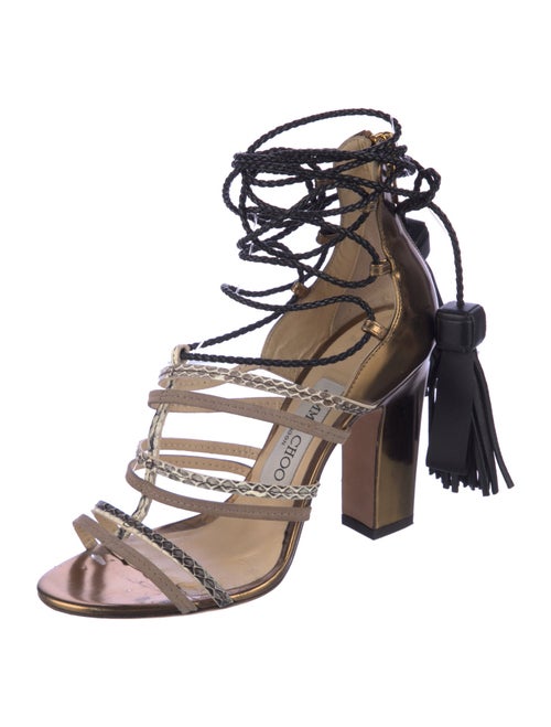 Jimmy Choo Leather Animal Print Gladiator Sandals