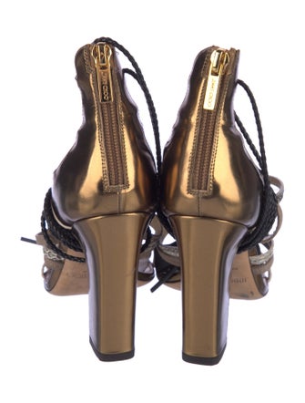 Jimmy Choo Leather Animal Print Gladiator Sandals