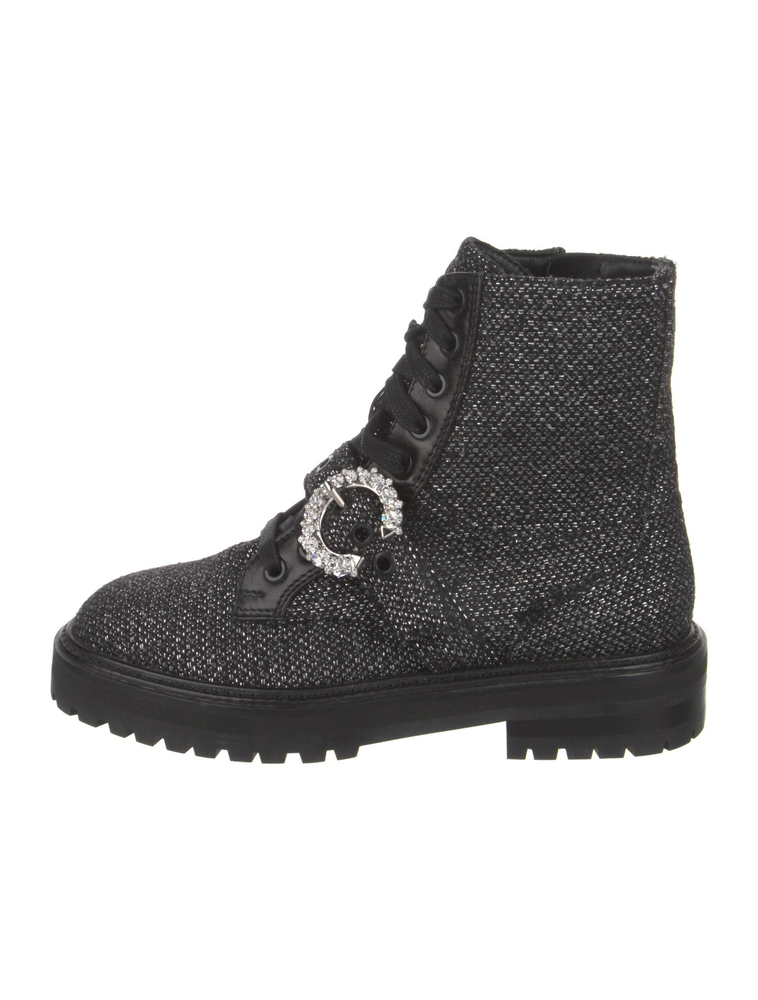 Jimmy Choo Tweed Tweed Pattern Combat Boots
