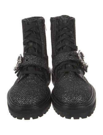 Jimmy Choo Tweed Tweed Pattern Combat Boots