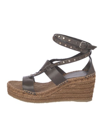 Jimmy Choo Leather Studded Accents Espadrilles