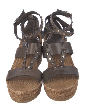 Jimmy Choo Leather Studded Accents Espadrilles