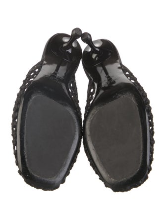 Jimmy Choo Leather Mesh Accents Mules