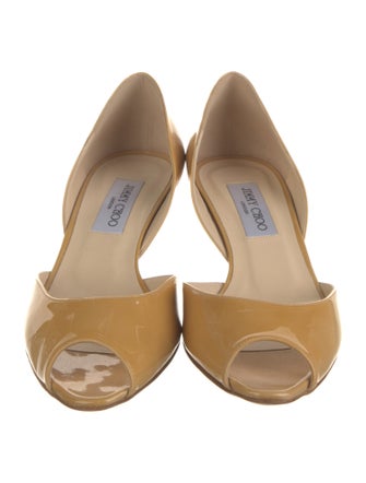 Jimmy Choo Patent Leather Leather Trim Embellishment D'Orsay Pumps