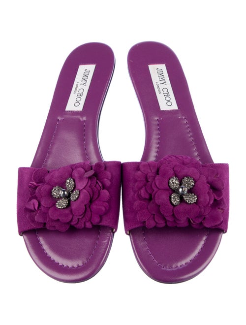 Jimmy Choo Suede Crystal Embellishments Slides