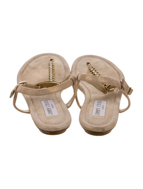 Jimmy Choo Suede Glitter Accents T-Strap Sandals