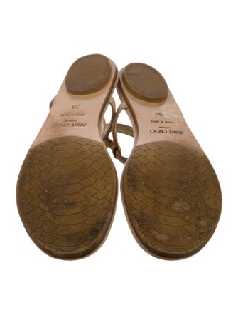 Jimmy Choo Suede Glitter Accents T-Strap Sandals