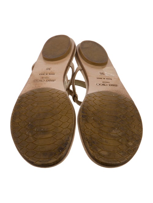 Jimmy Choo Suede Glitter Accents T-Strap Sandals