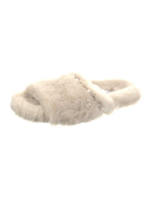 Jimmy Choo Lamb Fur Crystal Embellishments Slides