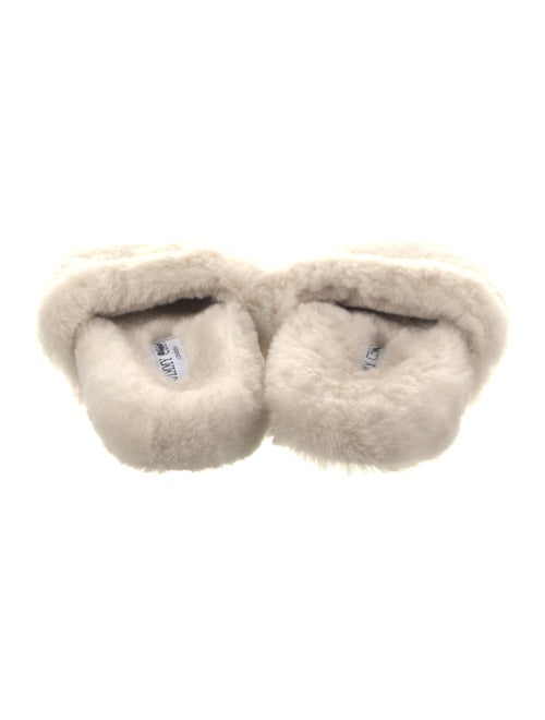 Jimmy Choo Lamb Fur Crystal Embellishments Slides