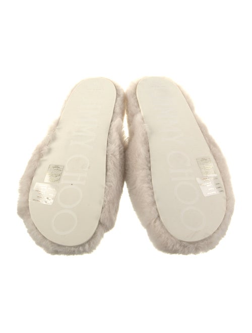 Jimmy Choo Lamb Fur Crystal Embellishments Slides