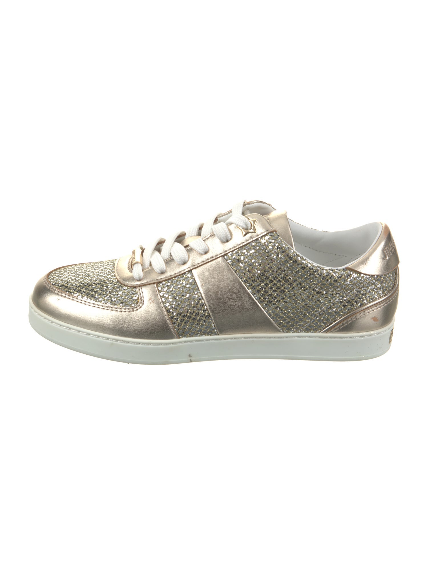 Jimmy Choo Leather Glitter Accents Sneakers