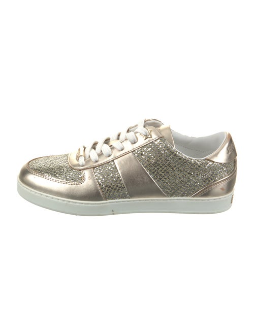 Jimmy Choo Leather Glitter Accents Sneakers