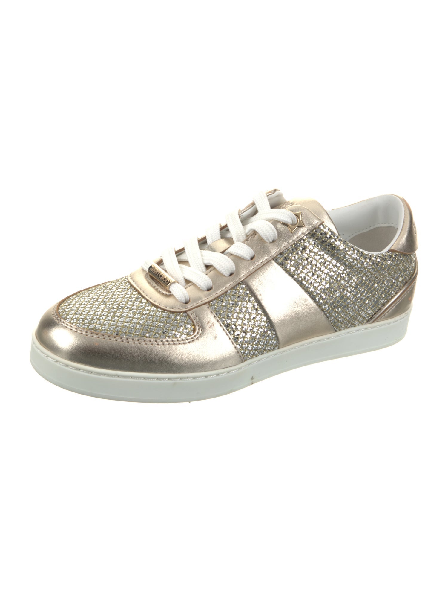 Jimmy Choo Leather Glitter Accents Sneakers