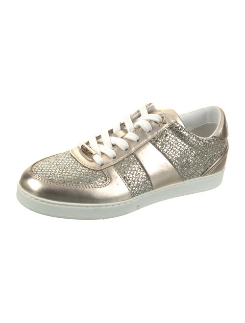 Jimmy Choo Leather Glitter Accents Sneakers