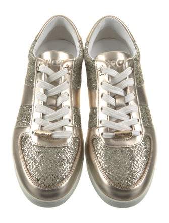 Jimmy Choo Leather Glitter Accents Sneakers