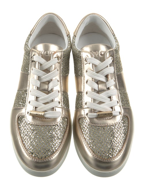 Jimmy Choo Leather Glitter Accents Sneakers