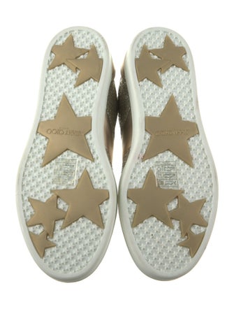 Jimmy Choo Leather Glitter Accents Sneakers