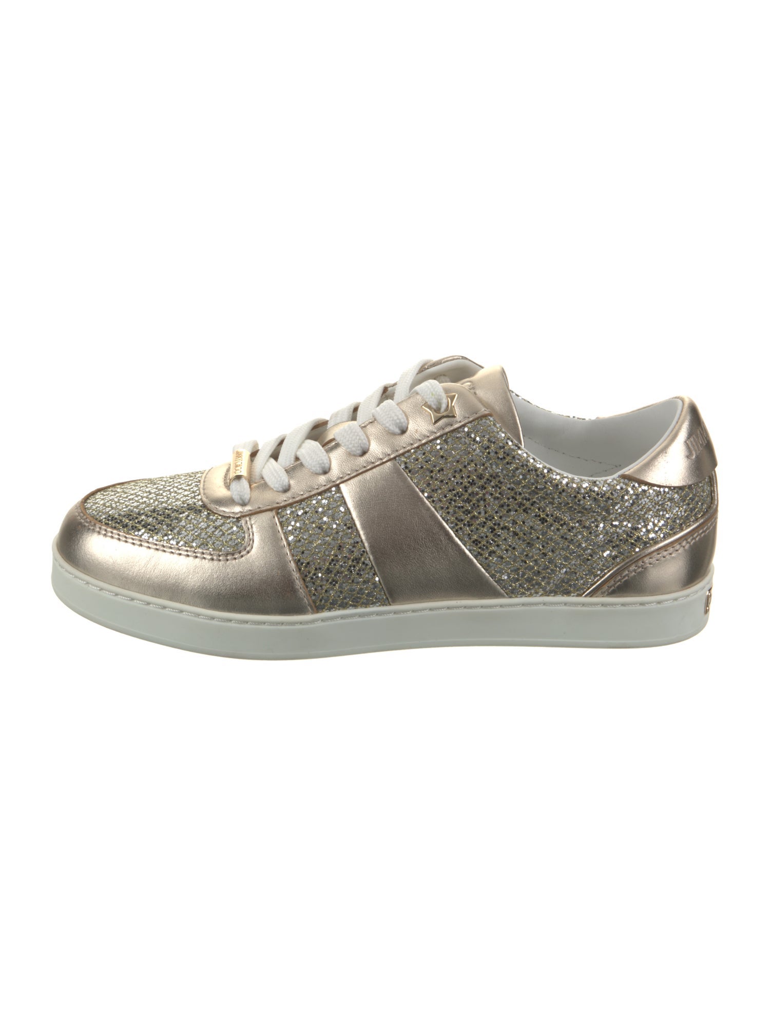 Jimmy Choo Leather Glitter Accents Sneakers