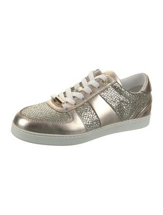 Jimmy Choo Leather Glitter Accents Sneakers
