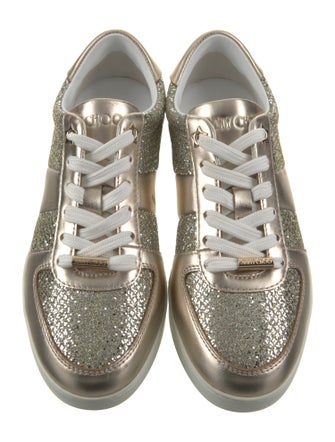 Jimmy Choo Leather Glitter Accents Sneakers