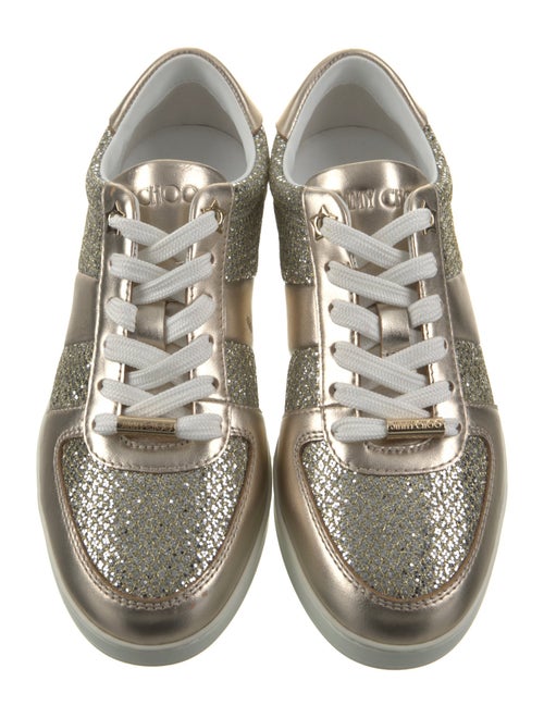Jimmy Choo Leather Glitter Accents Sneakers