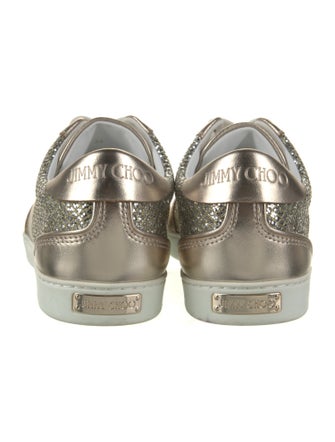 Jimmy Choo Leather Glitter Accents Sneakers