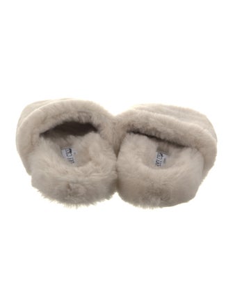 Jimmy Choo Lamb Fur Crystal Embellishments Slides