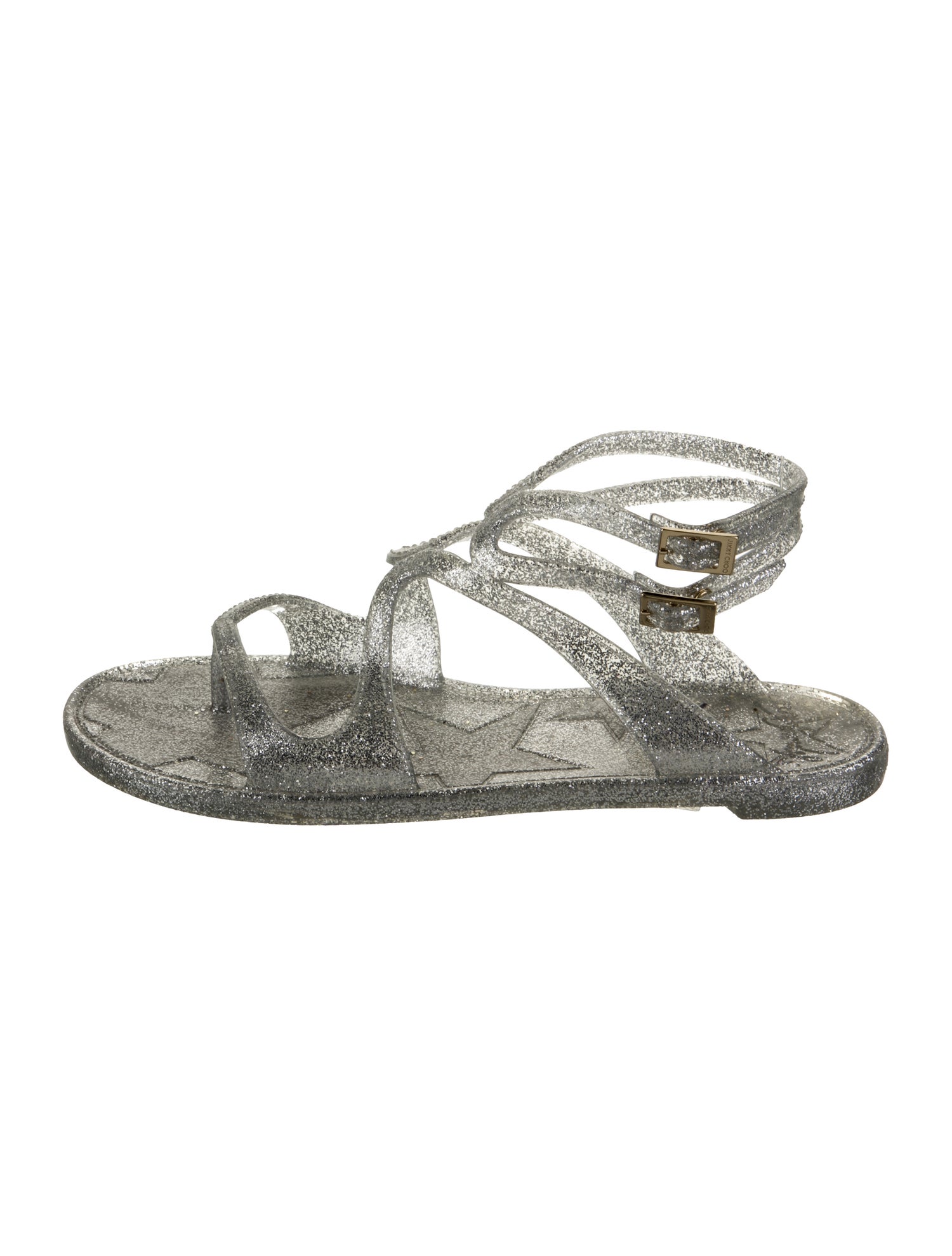 Jimmy Choo Rubber Glitter Accents Gladiator Sandals