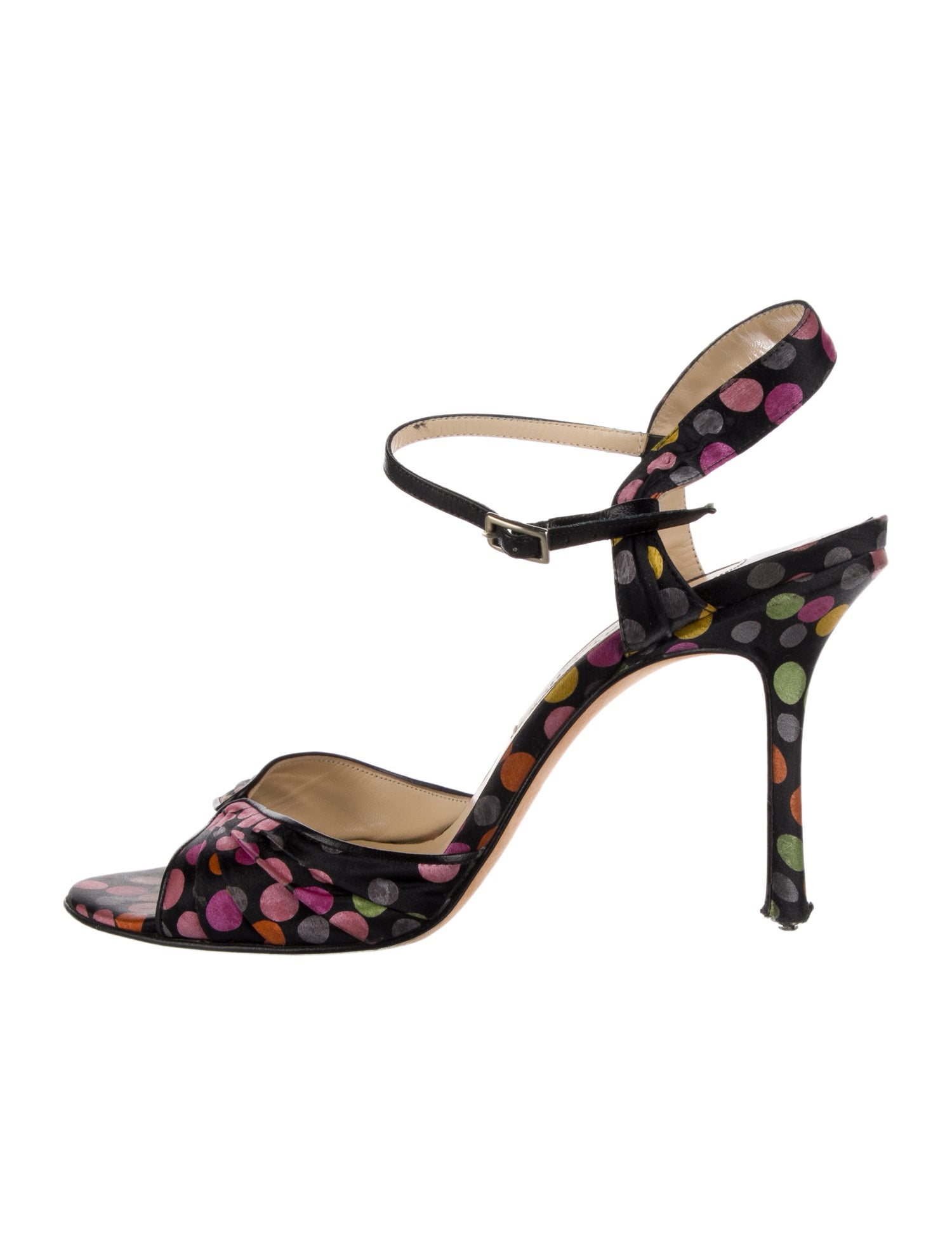 Jimmy Choo Satin Polka Dot Print Slingback Sandals