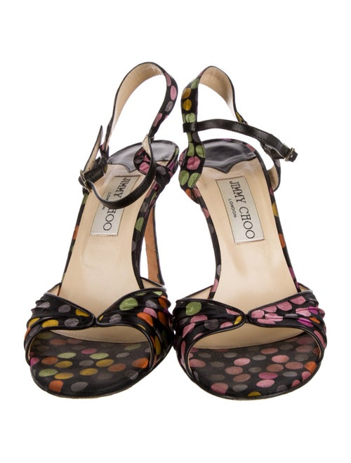 Jimmy Choo Satin Polka Dot Print Slingback Sandals