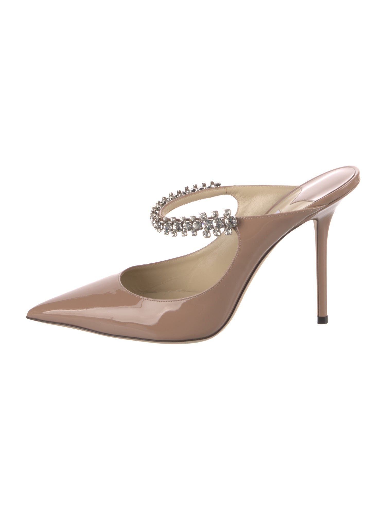 Jimmy Choo Patent Leather Crystal Embellishments Mules