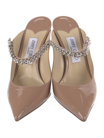 Jimmy Choo Patent Leather Crystal Embellishments Mules