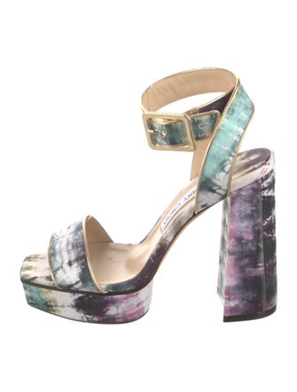 Jimmy Choo Tie-Dye Print Leather Trim Embellishment Sandals