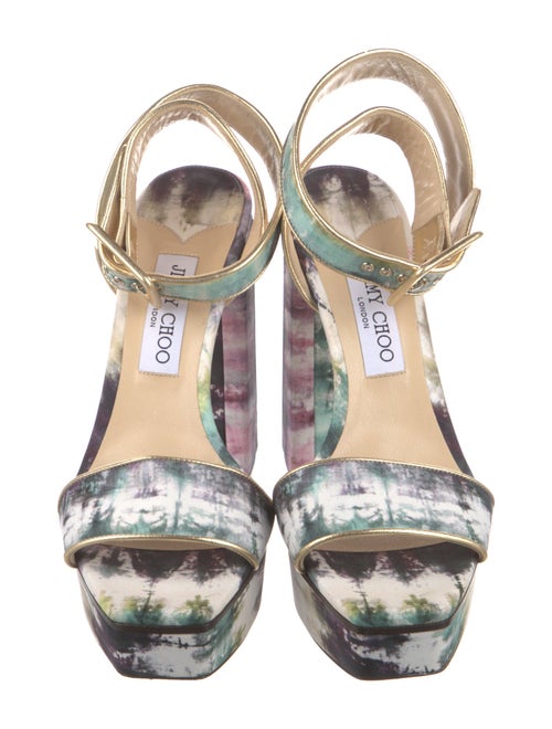 Jimmy Choo Tie-Dye Print Leather Trim Embellishment Sandals