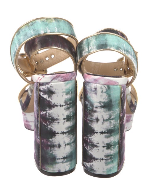 Jimmy Choo Tie-Dye Print Leather Trim Embellishment Sandals