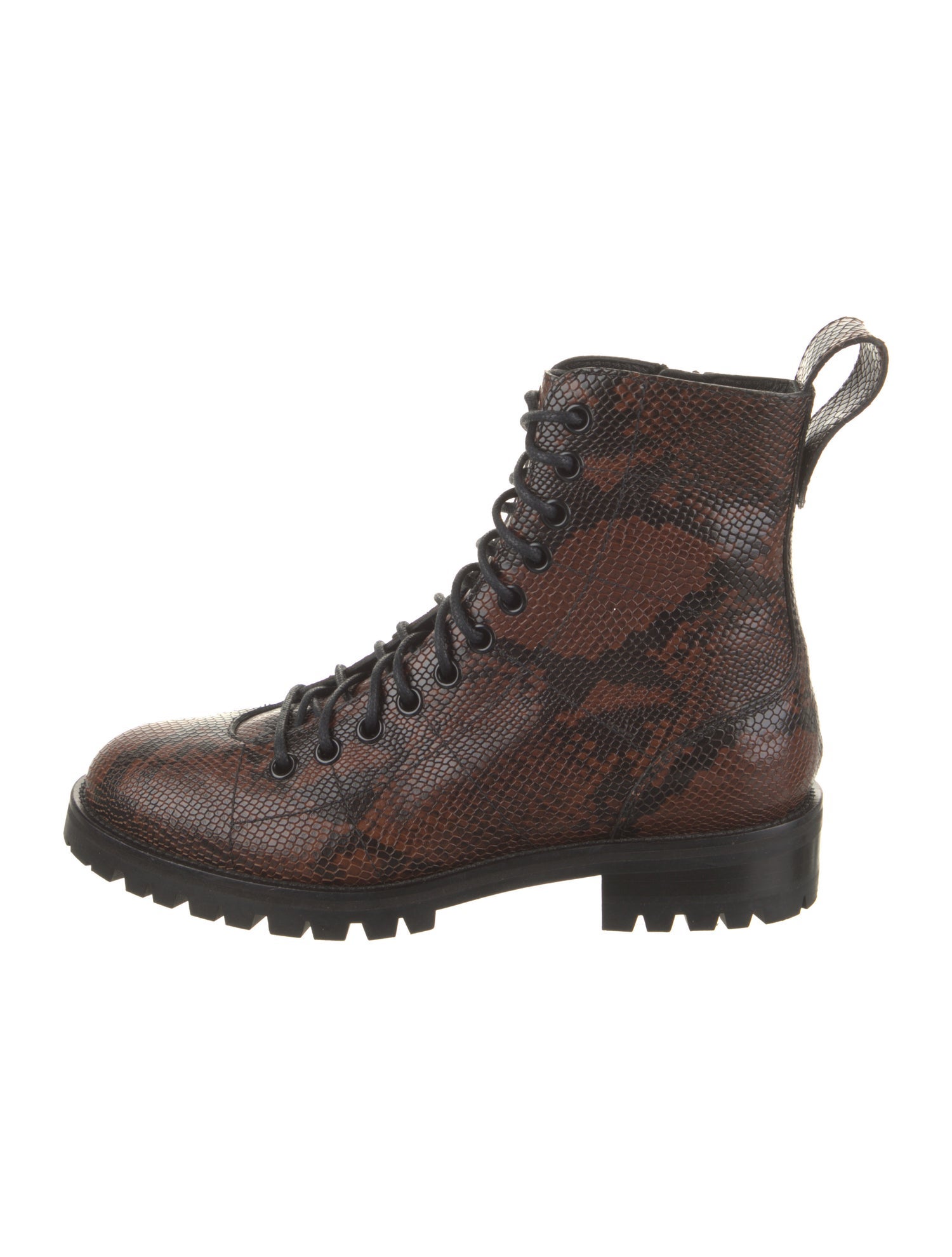 Jimmy Choo Leather Animal Print Combat Boots