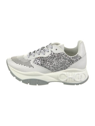 Jimmy Choo Leather Glitter Accents Sneakers
