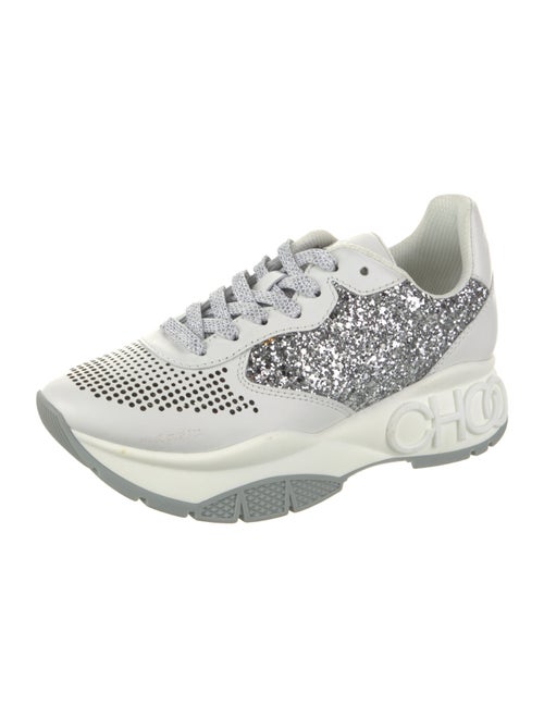 Jimmy Choo Leather Glitter Accents Sneakers