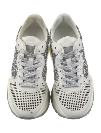 Jimmy Choo Leather Glitter Accents Sneakers