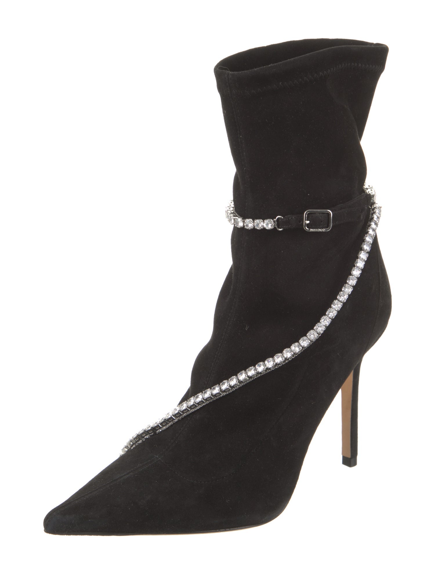 Jimmy Choo Suede Crystal Embellishments Sock Boots