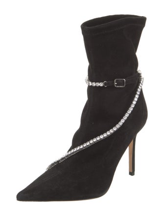 Jimmy Choo Suede Crystal Embellishments Sock Boots