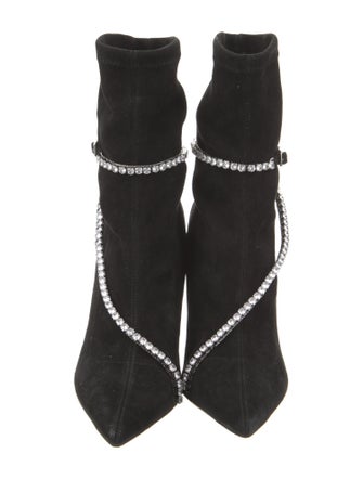 Jimmy Choo Suede Crystal Embellishments Sock Boots