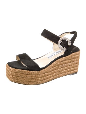Jimmy Choo Suede Crystal Embellishments Espadrilles