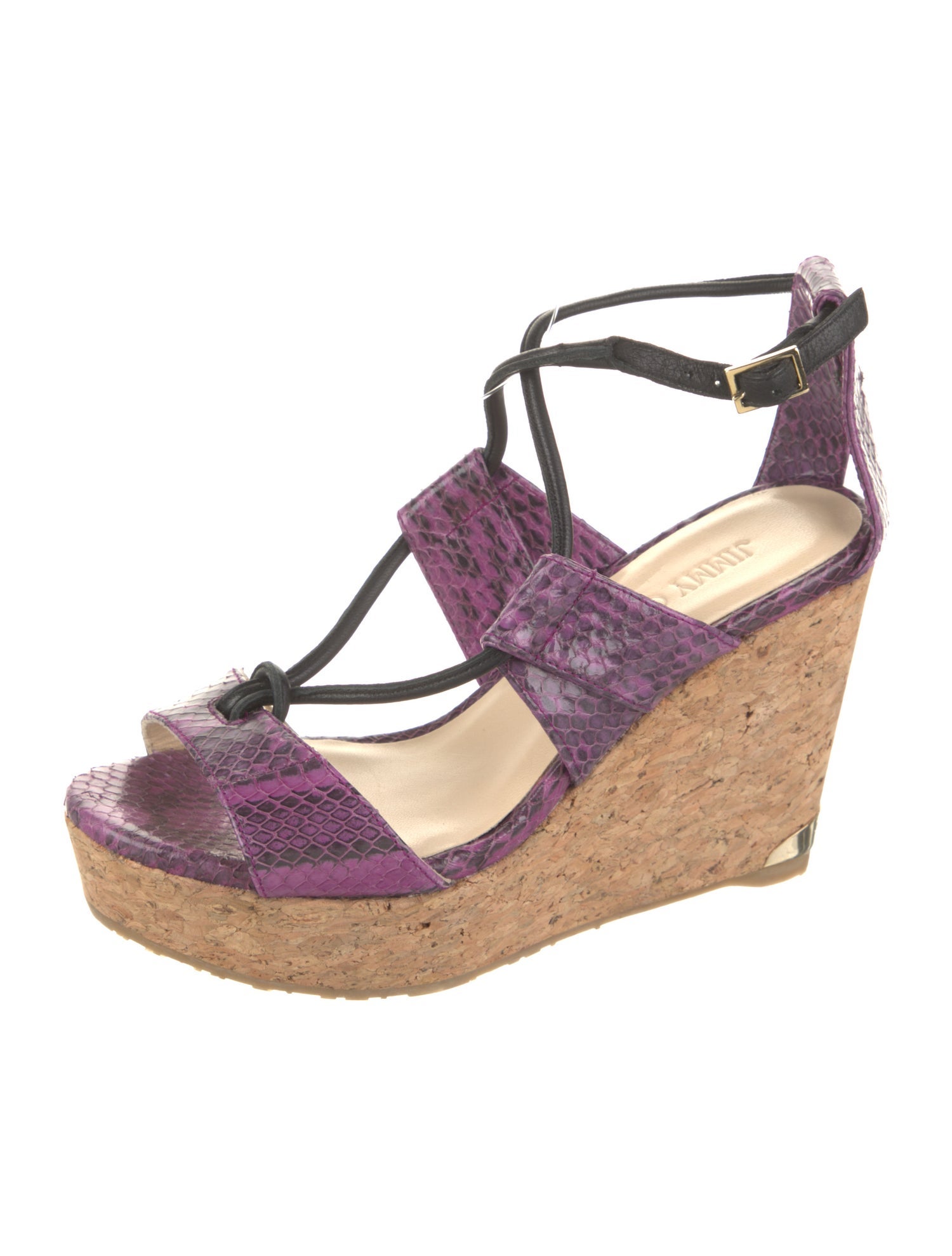 Jimmy Choo Leather Animal Print T-Strap Sandals