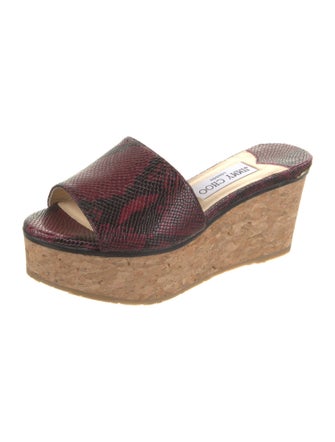 Jimmy Choo Leather Animal Print Slides