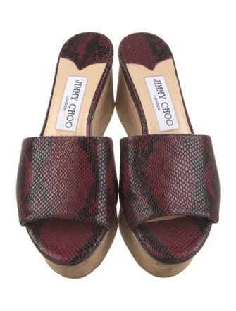 Jimmy Choo Leather Animal Print Slides
