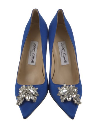 Jimmy Choo Satin Crystal Embellishments Pumps